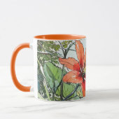 Mug Aquarelle illustrée Botanique Orange Floral (Gauche)