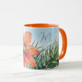 Mug Aquarelle illustrée Botanique Orange Floral (Devant droit)