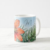 Mug Aquarelle illustrée Botanique Orange Floral (Devant droit)
