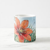 Mug Aquarelle illustrée Botanique Orange Floral (Centre)