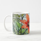 Mug Aquarelle illustrée Botanique Orange Floral (Gauche)