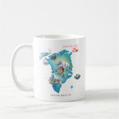 Mug Aquarelle illustrée Carte du Groenland | Monogramm (Gauche)