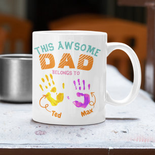 Mug Aquarelle imprimé à la main Père Papa Fils Cadeau 