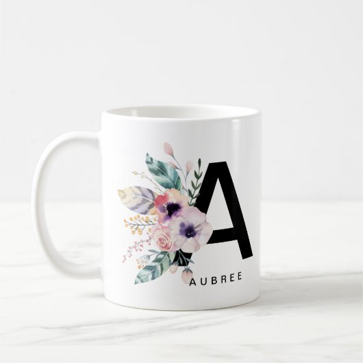 Mug Aquarelle initiale de l'alphabet A du monogramme d (Gauche)