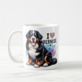 Mug Aquarelle J'aime mon chien bernois de montagne (Gauche)