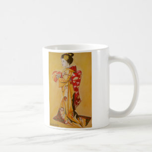 Mug aquarelle japonaise Geisha peinture d'art original