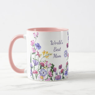 Mug Aquarelle Jardin Fleurs Meilleure maman au monde