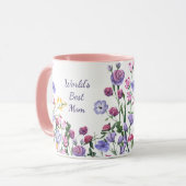 Mug Aquarelle Jardin Fleurs Meilleure maman au monde (Devant gauche)
