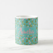 Mug Aquarelle jardin rose clair motif turquoise (Centre)