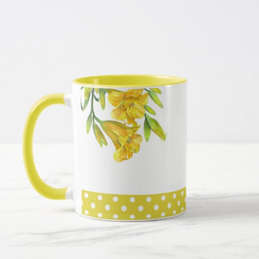 Mug Aquarelle Jaune Lys Peinture Fleur (Gauche)
