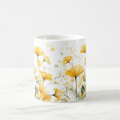 Mug Aquarelle Jaune Moderne Élégante Script Floral (Centre)