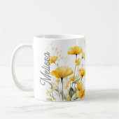 Mug Aquarelle Jaune Moderne Élégante Script Floral (Gauche)