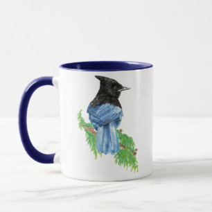 Mug Aquarelle Jay stellaire, Oiseau, collection de la