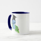 Mug Aquarelle Jay stellaire, Oiseau, Collection Nature (Devant gauche)