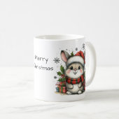 Mug Aquarelle Jolie lapin de Noël (Devant droit)