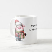 Mug Aquarelle jolie porc Joyeux Noël (Devant gauche)
