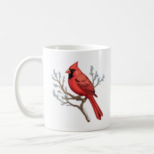 Mug Aquarelle Joyeux Noël Cardinal rouge (Gauche)