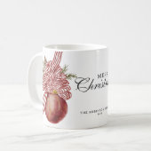 Mug Aquarelle Joyeux ornement de Noël à mâchoire rayée (Devant gauche)