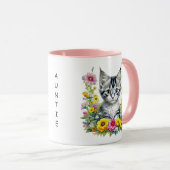 Mug Aquarelle Kitten en Fleurs Jaunes Personnalisé (Devant droit)
