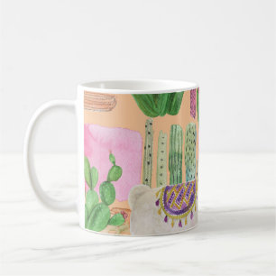 Mug Aquarelle lamas, cactus : motif sans couture.