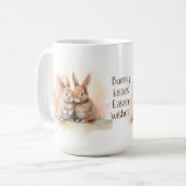 Mug Aquarelle Lapin de Pâques Baisers en céramique Mus (Devant gauche)
