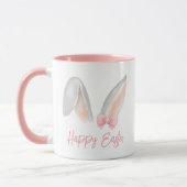 Mug Aquarelle Lapin de Pâques Oreilles avec Nœud Rose  (Gauche)