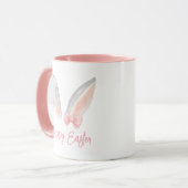Mug Aquarelle Lapin de Pâques Oreilles avec Nœud Rose  (Devant gauche)