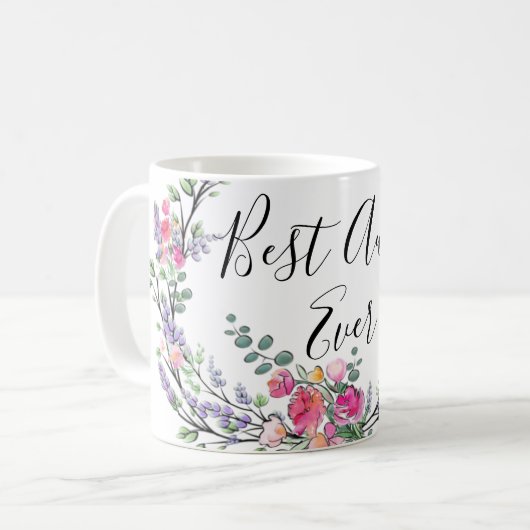 Mug Aquarelle lavande eucalyptus rose Rose (Devant gauche)