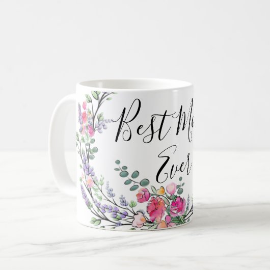 Mug Aquarelle lavande eucalyptus rose Rose maman (Devant gauche)