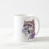 Mug Aquarelle léopard de neige Sublimation Amoureux de (Devant droit)