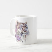 Mug Aquarelle léopard de neige Sublimation Amoureux de (Devant gauche)