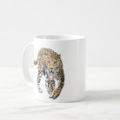Mug aquarelle léopard jungle chat peint vert animal (Devant gauche)