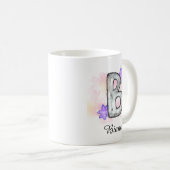 Mug Aquarelle Lettre B Aux Fleurs Violettes (Devant droit)