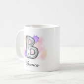 Mug Aquarelle Lettre B Aux Fleurs Violettes (Devant gauche)