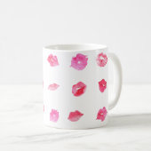 Mug Aquarelle Lèvres Roses. Chic motif, Design tendanc (Devant droit)