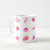 Mug Aquarelle Lèvres Roses. Chic motif, Design tendanc (Devant gauche)