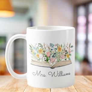 Mug Aquarelle Livre Fleur Floral Appréciation de l'ens