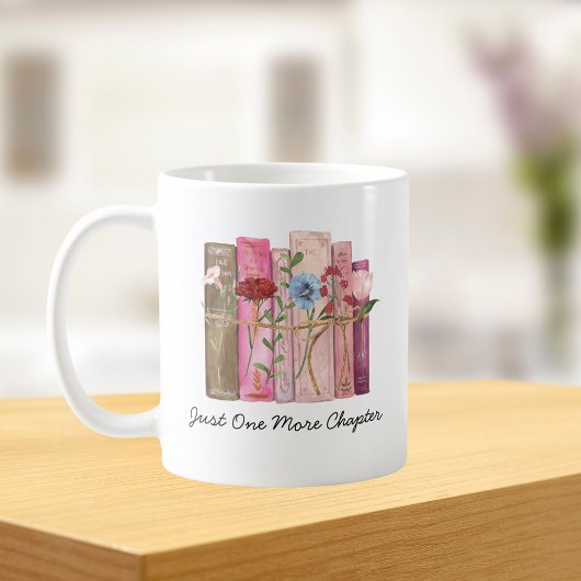 Mug Aquarelle Livre Fleur rose violet citation de lect