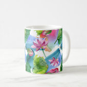Mug Aquarelle Lotus rose Fleurs et Botanique Feuille (Devant droit)