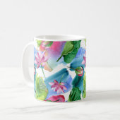 Mug Aquarelle Lotus rose Fleurs et Botanique Feuille (Devant gauche)