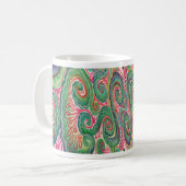 Mug Aquarelle lunatique : Rose et vert clair (Devant gauche)