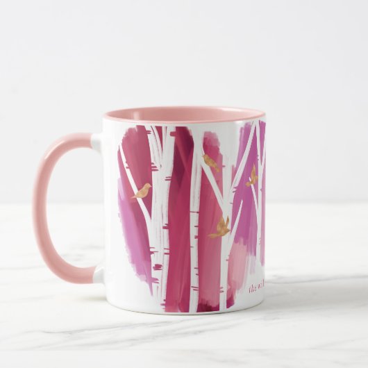 Mug Aquarelle Magenta Wash Birch Treks & Gold Doves (Gauche)