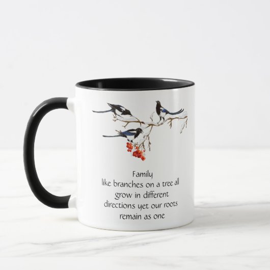 Mug Aquarelle Magpie Famille Citation Animal Nature (Gauche)