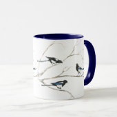 Mug Aquarelle Magpie Oiseau Famille Animal (Devant droit)