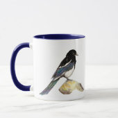 Mug Aquarelle Magpie, Oiseau, Nature, Faune, Jardin (Gauche)