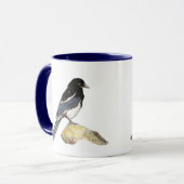 Mug Aquarelle Magpie, Oiseau, Nature, Faune, Jardin (Devant gauche)