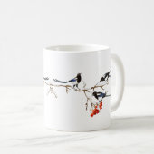 Mug Aquarelle Magpie Oiseaux Nature Art (Devant droit)