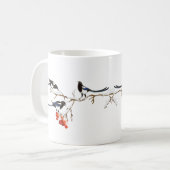 Mug Aquarelle Magpie Oiseaux Nature Art (Devant gauche)