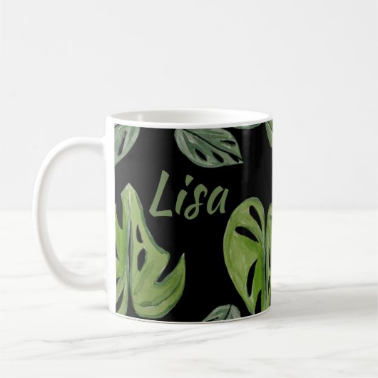 Mug Aquarelle main Monstera Adansonii Leaf (Gauche)