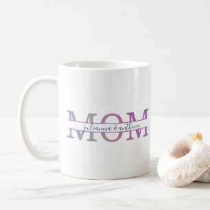 Mug Aquarelle Maman scinde Monogramme avec des noms d'